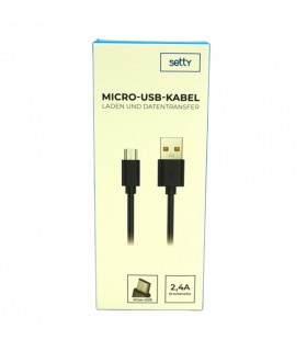 Laadimiskaabel Micro-USB, Setty, must