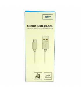 Laadimiskaabel Micro-USB, Setty, valge