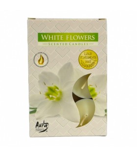 Teeküünlad lõhnaga, valged lilled 6tk