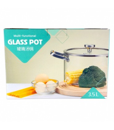 Pott, kaanega klaasist 3,5L