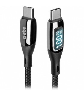Kaabel SBS USB A - USB C, 1m, must, 100W, LED