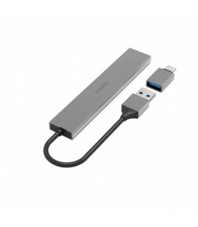 USB jagaja Hama 4 pesa USB 3.0 Ultra-Slim + USB-C Adapter