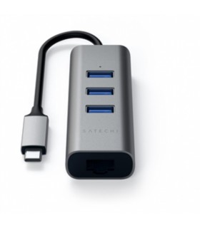 USB Jagaja Satechi USB-C Aluminium 3xUSB3.0+Ethernet Hall