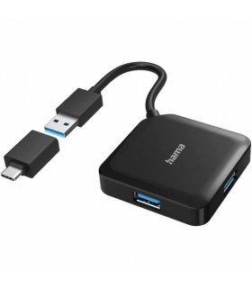 USB jagaja Hama 4 pesa USB 3.2 Gen 1 + USB-C Adapter