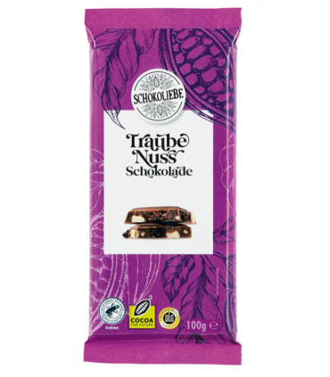 Šokolaad rosina ja pähkliga, Schokoliebe 100g