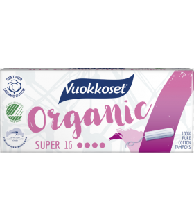 Tampoonid Organic, Vuokkoset, super 16tk