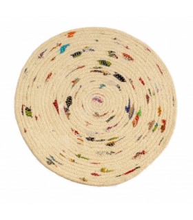 Lauamatt Ø35cm, Jute, valge