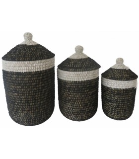 Pesukorv kaanega, Kaisa, 26x34x15cm, must-valge