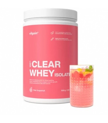 Clear Whey isolaat roosa greibi maitseline, Vilgain, valgusisaldus 84%, 500g