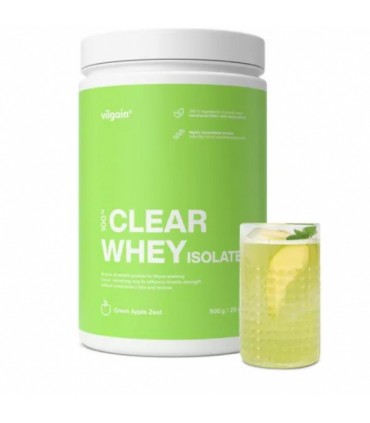 Clear Whey isolaat rohelise õuna maitseline, Vilgain, valgusisaldus 84%, 500g