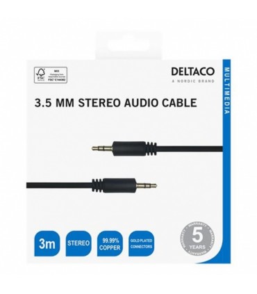 Audio cable DELTACO 3.5mm, gold-plated, 3m, black / R00180009