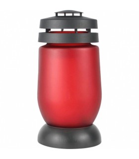 Latern klaasist H23.5x11.1cm, Bolsius, punane-must