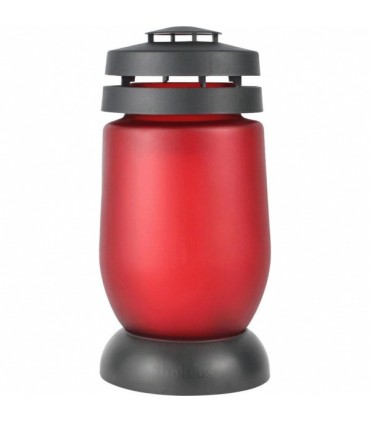 Latern klaasist H23.5x11.1cm, Bolsius, punane-must