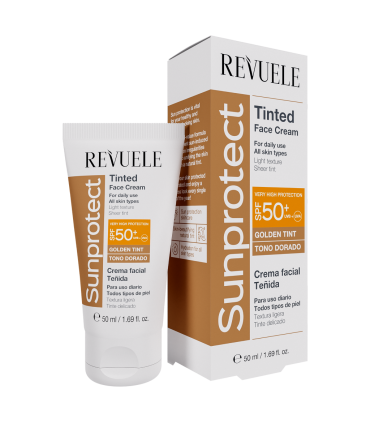 Näokreem tooniv, kõigile nahatüüpidele, Revuele Sunprotect, Golden Tint SPF 50+, 50ml