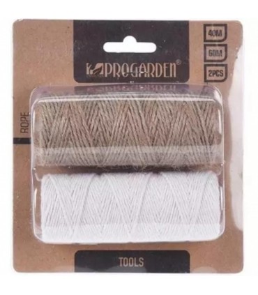 Puuvillane nöör, valge 60m/naturaalne 40m (pakis 2tk)