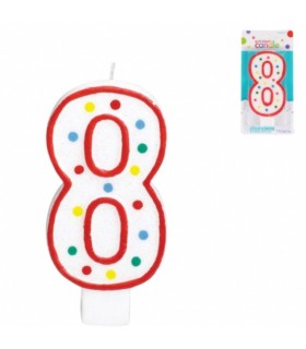 Sünnipäevaküünal NR 8, Amscan, valge 13cm