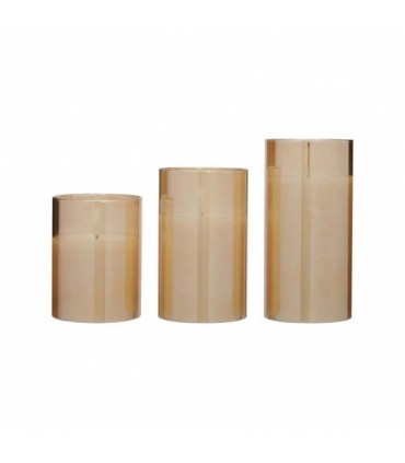 LED-küünalde komplekt, Blokker, merevaigukollane 3tk