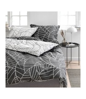 Voodipesukomplekt 140x200cm, süsihall-valge, 2-osaline