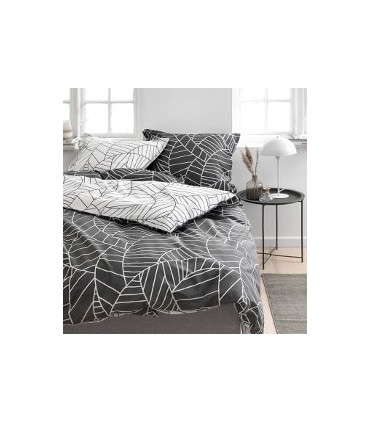 Voodipesukomplekt 140x200cm, süsihall-valge, 2-osaline