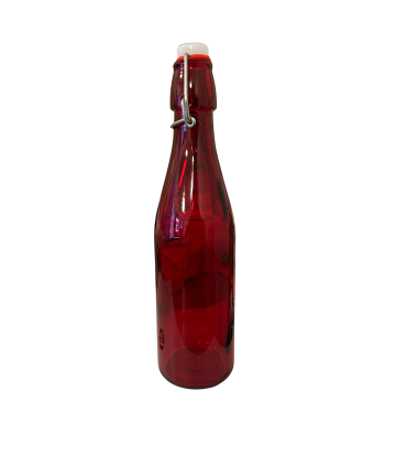 Klaaspudel korgiga, värviline, 26x7cm