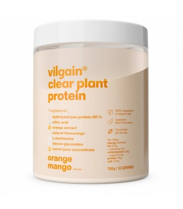 Proteiinipulber Clear Plant, Vilgain, mango ja apelsini 700g