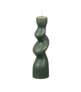 LED-küünal Organic Dark Green 7.5x7.5x25cm, Juno, tumeroheline