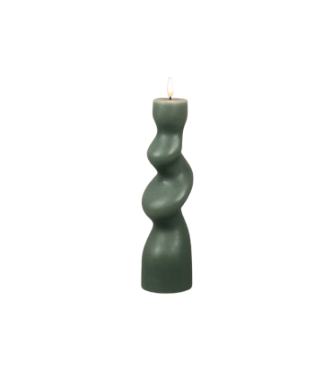 LED-küünal Organic Dark Green 7.5x7.5x25cm, Juno, tumeroheline