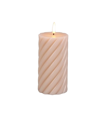 LED-küünal Swirl Pillar 7.5x7.5x12.5cm, Juno, heleroosa