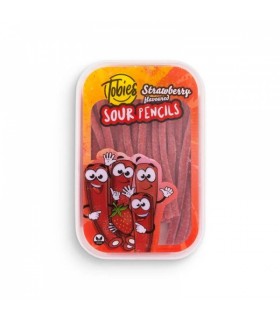 Kummikommi ribad Strawberry Pencils, Tobies 200g