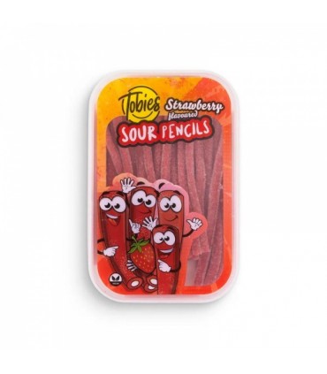 Kummikommi ribad Strawberry Pencils, Tobies 200g