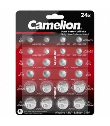 Nööppatareide komplekt AG+CR, Camelion 24tk