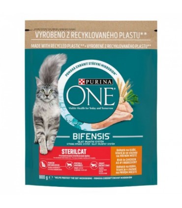 Kassi kuivsööt, Steril, kanaga, Purina One, 800g