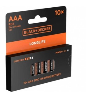 Patareid LongLife AAA, BLACK+DECKER 10tk